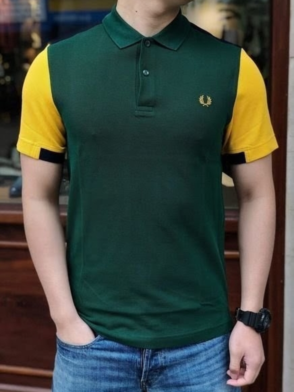 Fred Perry Bold Cuff Insert Pique Polo Shirt Ivy Green, Carbon Blue, Yellow RARE - Picture 11 of 16